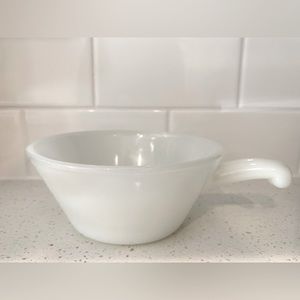 Anchor Hocking milk glass bowl with handle.